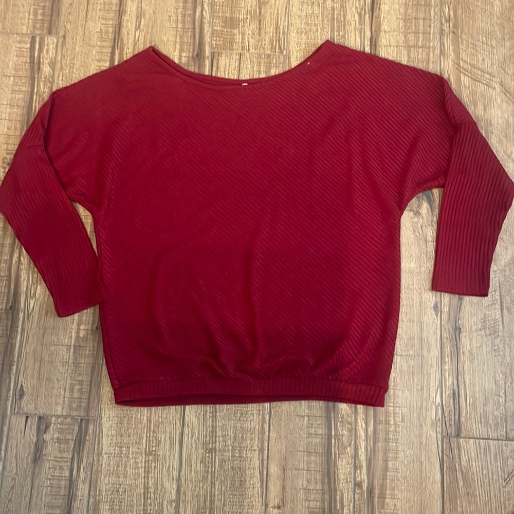 Off shoulder dark red sweater